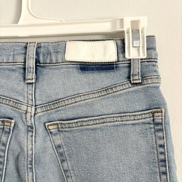RE/DONE 90’s High Rise Ankle Crop Jeans Light Wash Button Closure Women’s Sz 25 - Picture 6 of 8